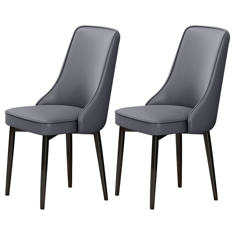 Scandinavian Style Metal Dining Chairs Dining Room Parsons Armless Chair Dark Gray 2 Piece Set Black Clearhalo ' kitchen&dining_furn' 'Dining Chairs' 'Dining Tables & Seating' 'dining_chair' 'furn' 'furn_dining_chair' 'Furniture' 'furniture_dining_chair' 'Kitchen & Dining Furniture' 'kitchen' 3836686