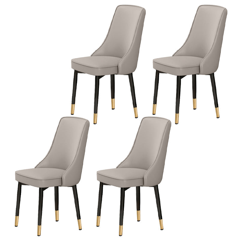 Scandinavian Style Metal Dining Chairs Dining Room Parsons Armless Chair Light Gray 4 Piece Set Brass Gold Clearhalo ' kitchen&dining_furn' 'Dining Chairs' 'Dining Tables & Seating' 'dining_chair' 'furn' 'furn_dining_chair' 'Furniture' 'furniture_dining_chair' 'Kitchen & Dining Furniture' 'kitchen' 3836701