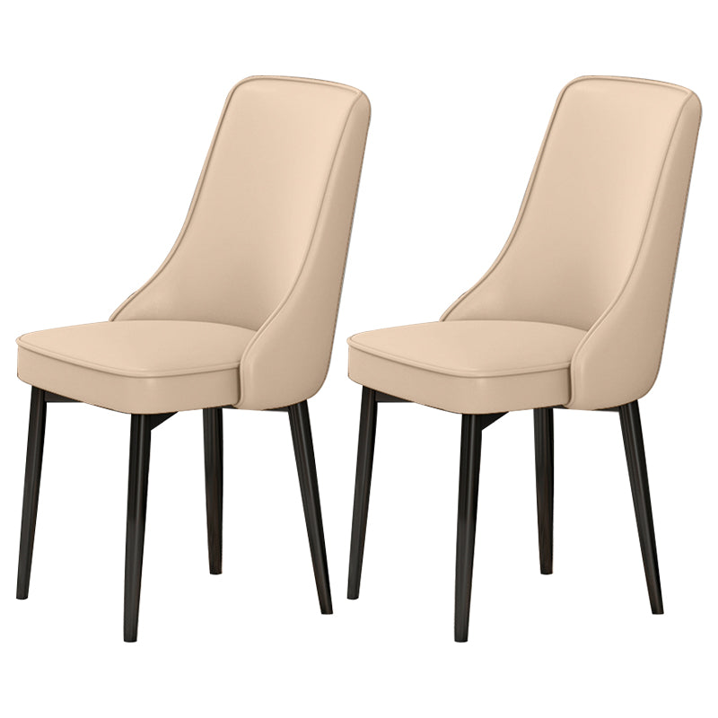 Scandinavian Style Metal Dining Chairs Dining Room Parsons Armless Chair Beige 2 Piece Set Black Clearhalo ' kitchen&dining_furn' 'Dining Chairs' 'Dining Tables & Seating' 'dining_chair' 'furn' 'furn_dining_chair' 'Furniture' 'furniture_dining_chair' 'Kitchen & Dining Furniture' 'kitchen' 3836703