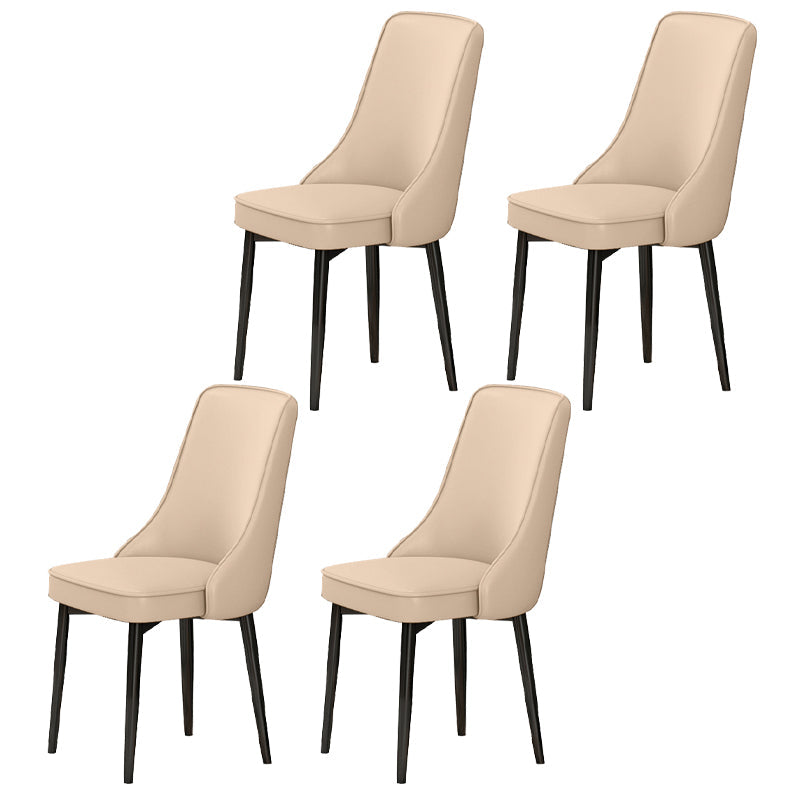 Scandinavian Style Metal Dining Chairs Dining Room Parsons Armless Chair Beige 4 Piece Set Black Clearhalo ' kitchen&dining_furn' 'Dining Chairs' 'Dining Tables & Seating' 'dining_chair' 'furn' 'furn_dining_chair' 'Furniture' 'furniture_dining_chair' 'Kitchen & Dining Furniture' 'kitchen' 3836704
