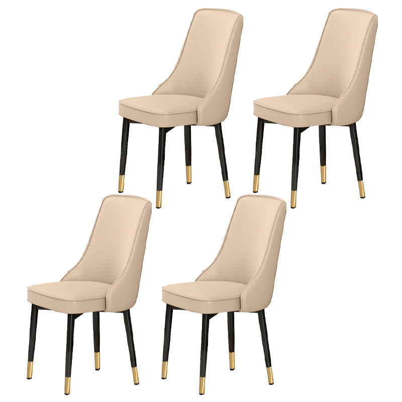 Scandinavian Style Metal Dining Chairs Dining Room Parsons Armless Chair Beige 4 Piece Set Brass Gold Clearhalo ' kitchen&dining_furn' 'Dining Chairs' 'Dining Tables & Seating' 'dining_chair' 'furn' 'furn_dining_chair' 'Furniture' 'furniture_dining_chair' 'Kitchen & Dining Furniture' 'kitchen' 3836707