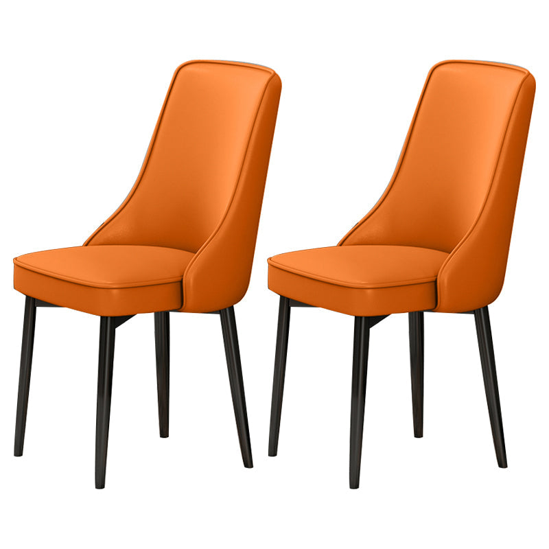 Scandinavian Style Metal Dining Chairs Dining Room Parsons Armless Chair Orange 2 Piece Set Black Clearhalo ' kitchen&dining_furn' 'Dining Chairs' 'Dining Tables & Seating' 'dining_chair' 'furn' 'furn_dining_chair' 'Furniture' 'furniture_dining_chair' 'Kitchen & Dining Furniture' 'kitchen' 3836709