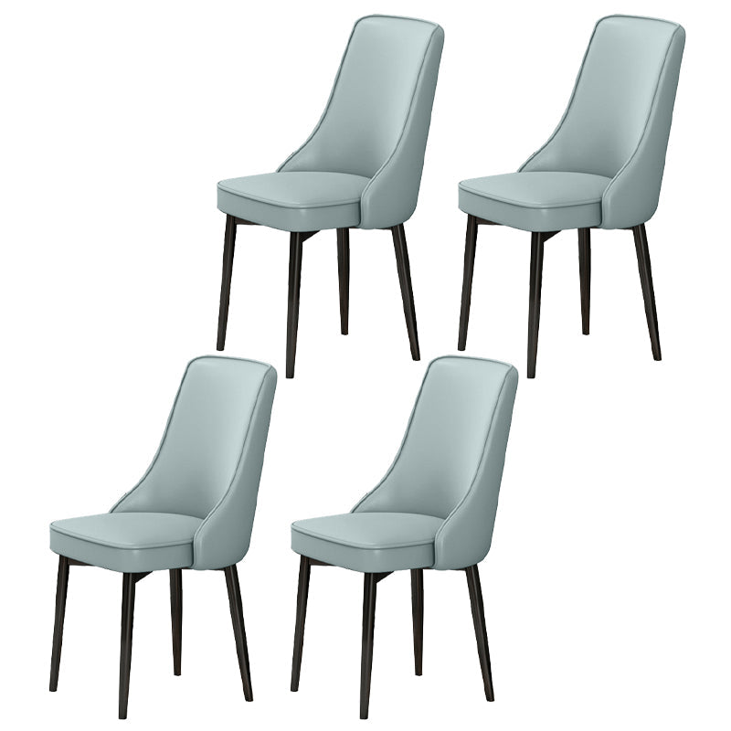 Scandinavian Style Metal Dining Chairs Dining Room Parsons Armless Chair Light Blue 4 Piece Set Black Clearhalo ' kitchen&dining_furn' 'Dining Chairs' 'Dining Tables & Seating' 'dining_chair' 'furn' 'furn_dining_chair' 'Furniture' 'furniture_dining_chair' 'Kitchen & Dining Furniture' 'kitchen' 3836716