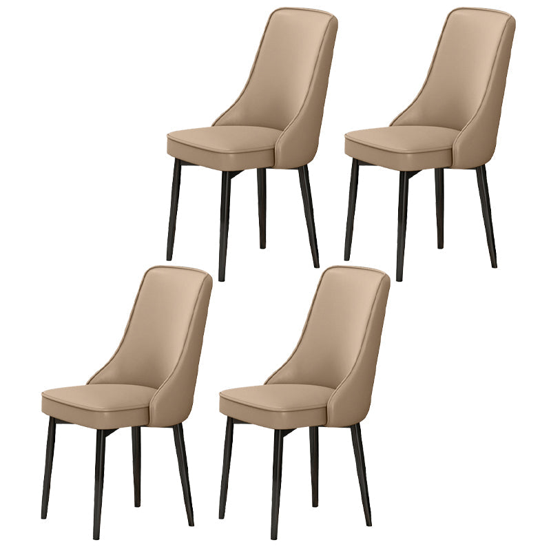 Scandinavian Style Metal Dining Chairs Dining Room Parsons Armless Chair Khaki 4 Piece Set Black Clearhalo ' kitchen&dining_furn' 'Dining Chairs' 'Dining Tables & Seating' 'dining_chair' 'furn' 'furn_dining_chair' 'Furniture' 'furniture_dining_chair' 'Kitchen & Dining Furniture' 'kitchen' 3836722