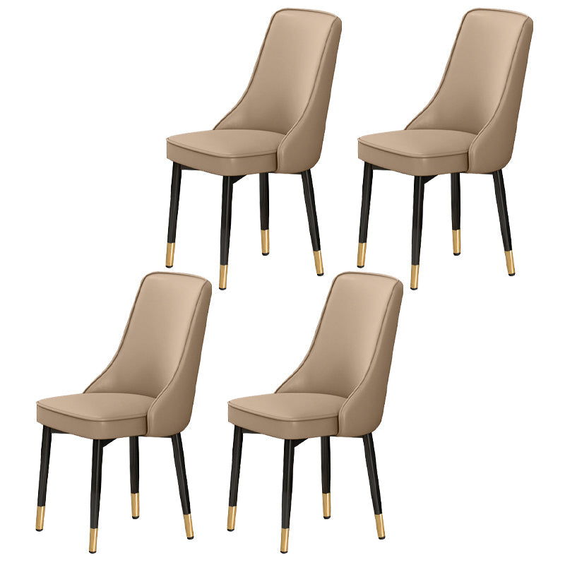 Scandinavian Style Metal Dining Chairs Dining Room Parsons Armless Chair Khaki 4 Piece Set Brass Gold Clearhalo ' kitchen&dining_furn' 'Dining Chairs' 'Dining Tables & Seating' 'dining_chair' 'furn' 'furn_dining_chair' 'Furniture' 'furniture_dining_chair' 'Kitchen & Dining Furniture' 'kitchen' 3836725