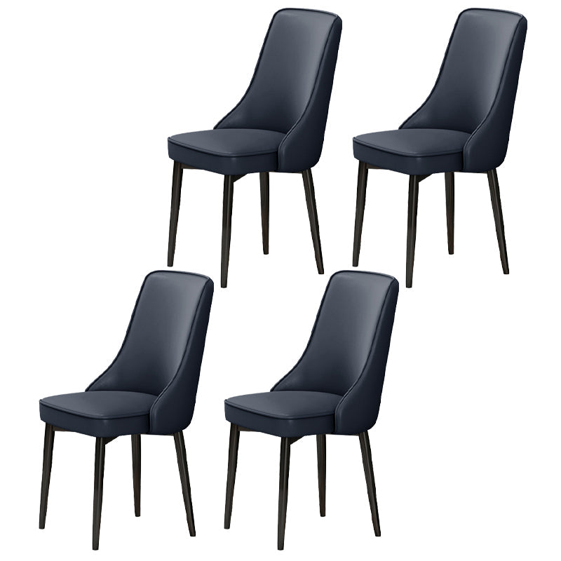 Scandinavian Style Metal Dining Chairs Dining Room Parsons Armless Chair Dark Blue 4 Piece Set Black Clearhalo ' kitchen&dining_furn' 'Dining Chairs' 'Dining Tables & Seating' 'dining_chair' 'furn' 'furn_dining_chair' 'Furniture' 'furniture_dining_chair' 'Kitchen & Dining Furniture' 'kitchen' 3836734