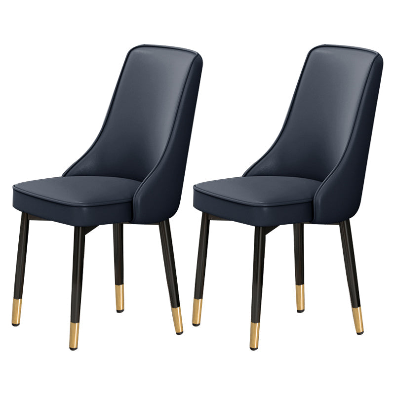 Scandinavian Style Metal Dining Chairs Dining Room Parsons Armless Chair Dark Blue 2 Piece Set Brass Gold Clearhalo ' kitchen&dining_furn' 'Dining Chairs' 'Dining Tables & Seating' 'dining_chair' 'furn' 'furn_dining_chair' 'Furniture' 'furniture_dining_chair' 'Kitchen & Dining Furniture' 'kitchen' 3836736