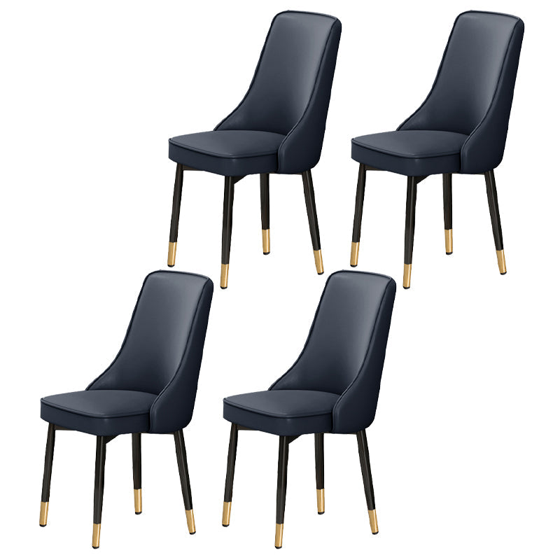 Scandinavian Style Metal Dining Chairs Dining Room Parsons Armless Chair Dark Blue 4 Piece Set Brass Gold Clearhalo ' kitchen&dining_furn' 'Dining Chairs' 'Dining Tables & Seating' 'dining_chair' 'furn' 'furn_dining_chair' 'Furniture' 'furniture_dining_chair' 'Kitchen & Dining Furniture' 'kitchen' 3836737
