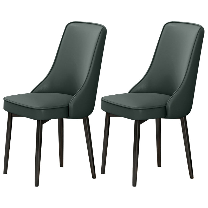 Scandinavian Style Metal Dining Chairs Dining Room Parsons Armless Chair Blackish Green 2 Piece Set Black Clearhalo ' kitchen&dining_furn' 'Dining Chairs' 'Dining Tables & Seating' 'dining_chair' 'furn' 'furn_dining_chair' 'Furniture' 'furniture_dining_chair' 'Kitchen & Dining Furniture' 'kitchen' 3836739