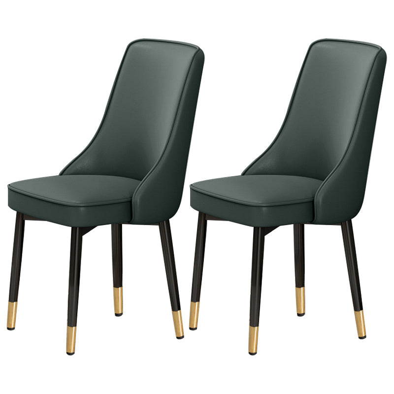 Scandinavian Style Metal Dining Chairs Dining Room Parsons Armless Chair Blackish Green 2 Piece Set Brass Gold Clearhalo ' kitchen&dining_furn' 'Dining Chairs' 'Dining Tables & Seating' 'dining_chair' 'furn' 'furn_dining_chair' 'Furniture' 'furniture_dining_chair' 'Kitchen & Dining Furniture' 'kitchen' 3836742