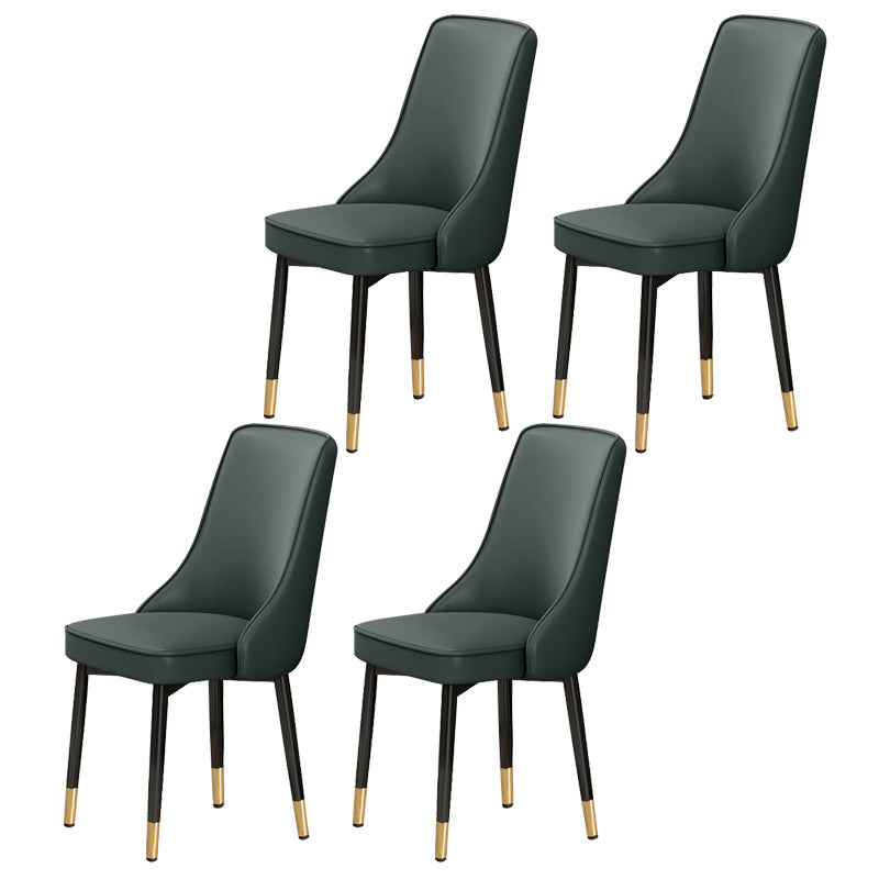 Scandinavian Style Metal Dining Chairs Dining Room Parsons Armless Chair Blackish Green 4 Piece Set Brass Gold Clearhalo ' kitchen&dining_furn' 'Dining Chairs' 'Dining Tables & Seating' 'dining_chair' 'furn' 'furn_dining_chair' 'Furniture' 'furniture_dining_chair' 'Kitchen & Dining Furniture' 'kitchen' 3836743
