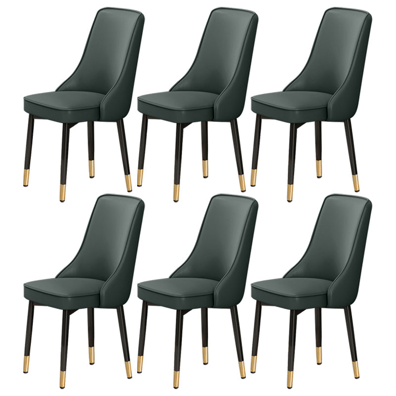Scandinavian Style Metal Dining Chairs Dining Room Parsons Armless Chair Blackish Green 6 Piece Set Brass Gold Clearhalo ' kitchen&dining_furn' 'Dining Chairs' 'Dining Tables & Seating' 'dining_chair' 'furn' 'furn_dining_chair' 'Furniture' 'furniture_dining_chair' 'Kitchen & Dining Furniture' 'kitchen' 3836744