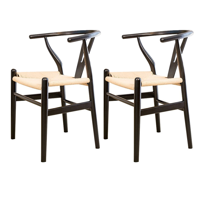 Wood Contemporary Kitchen Side Chair with Color Cushion Wishbone Dining Arm Chair Black White 2 Piece Set Clearhalo ' kitchen&dining_furn' 'Dining Chairs' 'Dining Tables & Seating' 'dining_chair' 'furn' 'furn_dining_chair' 'Furniture' 'furniture_dining_chair' 'Kitchen & Dining Furniture' 'kitchen' 3836746