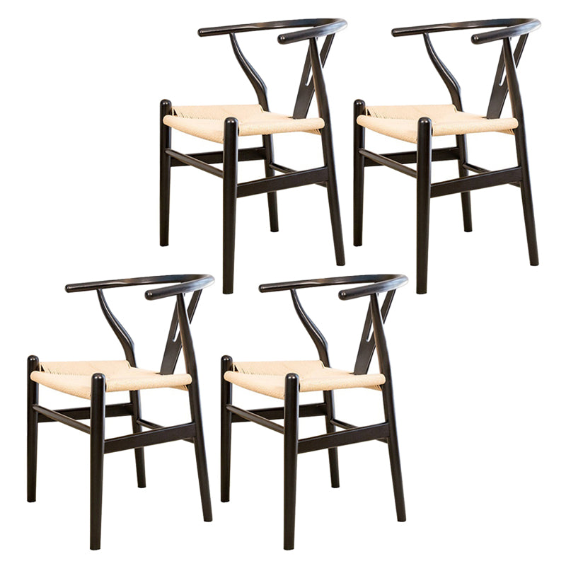 Wood Contemporary Kitchen Side Chair with Color Cushion Wishbone Dining Arm Chair Black White 4 Piece Set Clearhalo ' kitchen&dining_furn' 'Dining Chairs' 'Dining Tables & Seating' 'dining_chair' 'furn' 'furn_dining_chair' 'Furniture' 'furniture_dining_chair' 'Kitchen & Dining Furniture' 'kitchen' 3836747