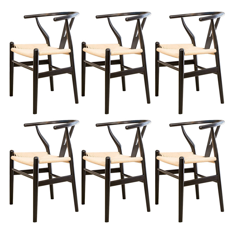Wood Contemporary Kitchen Side Chair with Color Cushion Wishbone Dining Arm Chair Black White 6 Piece Set Clearhalo ' kitchen&dining_furn' 'Dining Chairs' 'Dining Tables & Seating' 'dining_chair' 'furn' 'furn_dining_chair' 'Furniture' 'furniture_dining_chair' 'Kitchen & Dining Furniture' 'kitchen' 3836749