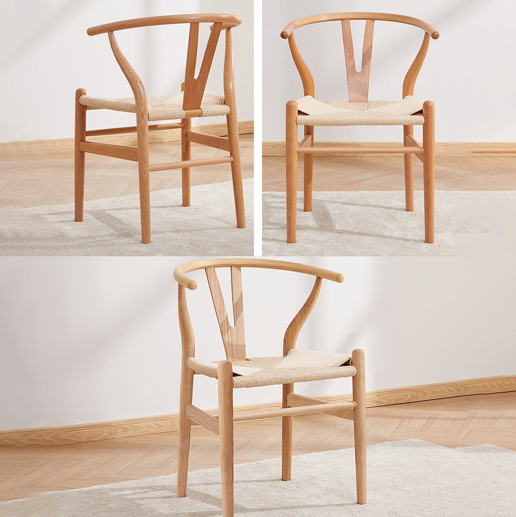 Wood Contemporary Kitchen Side Chair with Color Cushion Wishbone Dining Arm Chair Clearhalo ' kitchen&dining_furn' 'Dining Chairs' 'Dining Tables & Seating' 'dining_chair' 'furn' 'furn_dining_chair' 'Furniture' 'furniture_dining_chair' 'Kitchen & Dining Furniture' 'kitchen' 3836752