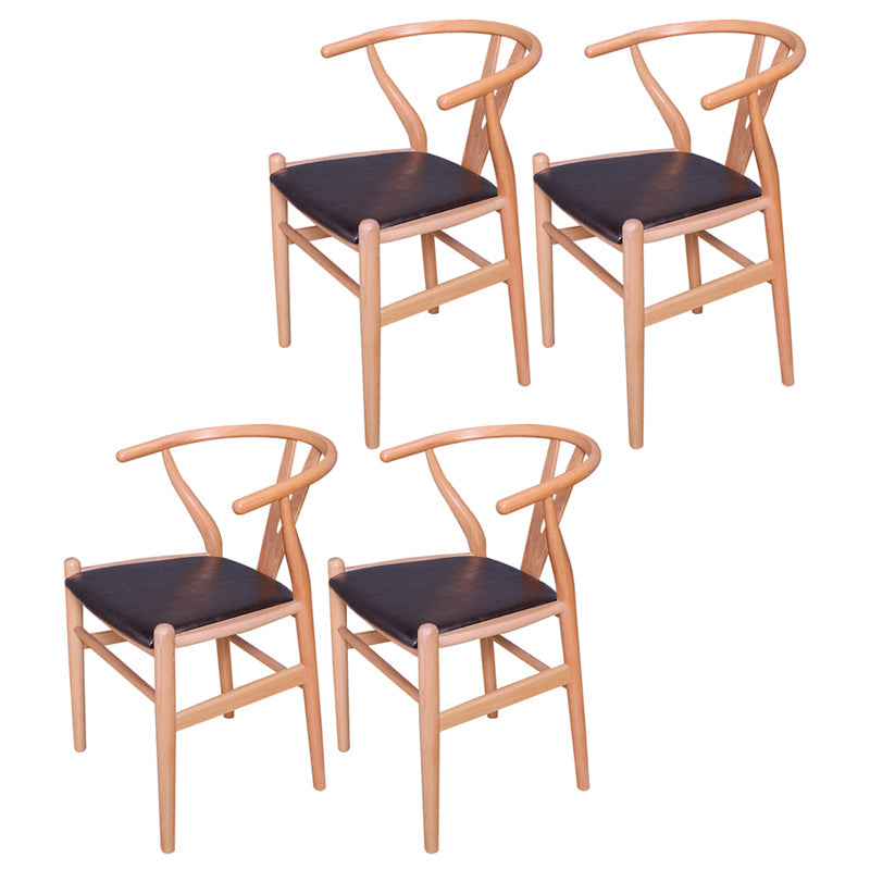 Wood Contemporary Kitchen Side Chair with Color Cushion Wishbone Dining Arm Chair Natural Wood Black 4 Piece Set Clearhalo ' kitchen&dining_furn' 'Dining Chairs' 'Dining Tables & Seating' 'dining_chair' 'furn' 'furn_dining_chair' 'Furniture' 'furniture_dining_chair' 'Kitchen & Dining Furniture' 'kitchen' 3836764