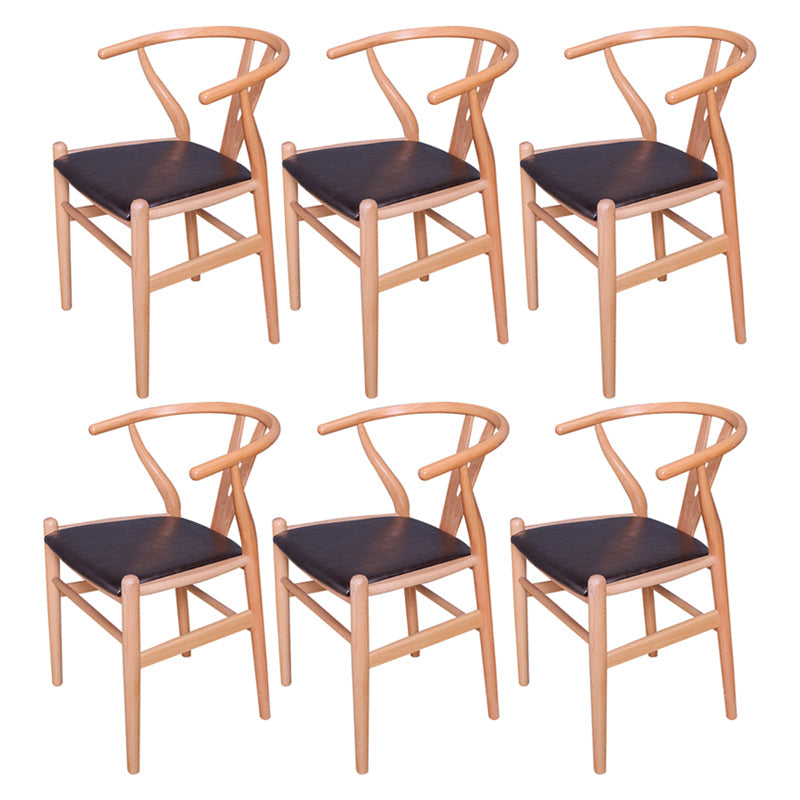 Wood Contemporary Kitchen Side Chair with Color Cushion Wishbone Dining Arm Chair Natural Wood Black 6 Piece Set Clearhalo ' kitchen&dining_furn' 'Dining Chairs' 'Dining Tables & Seating' 'dining_chair' 'furn' 'furn_dining_chair' 'Furniture' 'furniture_dining_chair' 'Kitchen & Dining Furniture' 'kitchen' 3836765