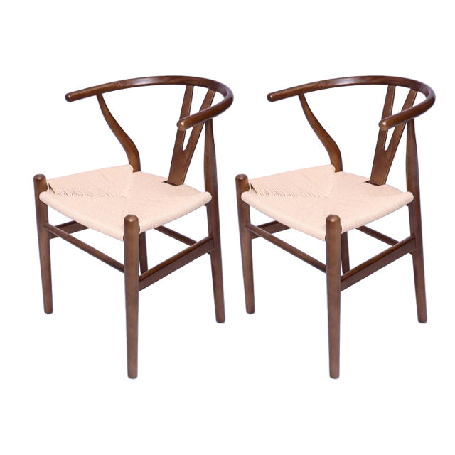 Wood Contemporary Kitchen Side Chair with Color Cushion Wishbone Dining Arm Chair White-Brown 2 Piece Set Clearhalo ' kitchen&dining_furn' 'Dining Chairs' 'Dining Tables & Seating' 'dining_chair' 'furn' 'furn_dining_chair' 'Furniture' 'furniture_dining_chair' 'Kitchen & Dining Furniture' 'kitchen' 3836766