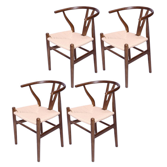 Wood Contemporary Kitchen Side Chair with Color Cushion Wishbone Dining Arm Chair White-Brown 4 Piece Set Clearhalo ' kitchen&dining_furn' 'Dining Chairs' 'Dining Tables & Seating' 'dining_chair' 'furn' 'furn_dining_chair' 'Furniture' 'furniture_dining_chair' 'Kitchen & Dining Furniture' 'kitchen' 3836767