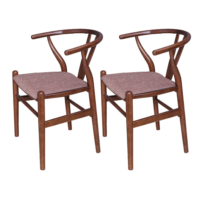 Wood Contemporary Kitchen Side Chair with Color Cushion Wishbone Dining Arm Chair Brown 2 Piece Set Clearhalo ' kitchen&dining_furn' 'Dining Chairs' 'Dining Tables & Seating' 'dining_chair' 'furn' 'furn_dining_chair' 'Furniture' 'furniture_dining_chair' 'Kitchen & Dining Furniture' 'kitchen' 3836769