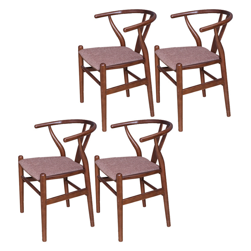 Wood Contemporary Kitchen Side Chair with Color Cushion Wishbone Dining Arm Chair Brown 4 Piece Set Clearhalo ' kitchen&dining_furn' 'Dining Chairs' 'Dining Tables & Seating' 'dining_chair' 'furn' 'furn_dining_chair' 'Furniture' 'furniture_dining_chair' 'Kitchen & Dining Furniture' 'kitchen' 3836770