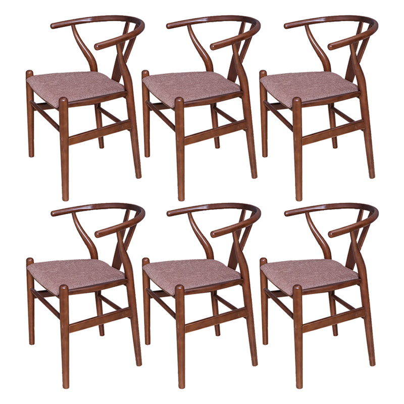 Wood Contemporary Kitchen Side Chair with Color Cushion Wishbone Dining Arm Chair Brown 6 Piece Set Clearhalo ' kitchen&dining_furn' 'Dining Chairs' 'Dining Tables & Seating' 'dining_chair' 'furn' 'furn_dining_chair' 'Furniture' 'furniture_dining_chair' 'Kitchen & Dining Furniture' 'kitchen' 3836771