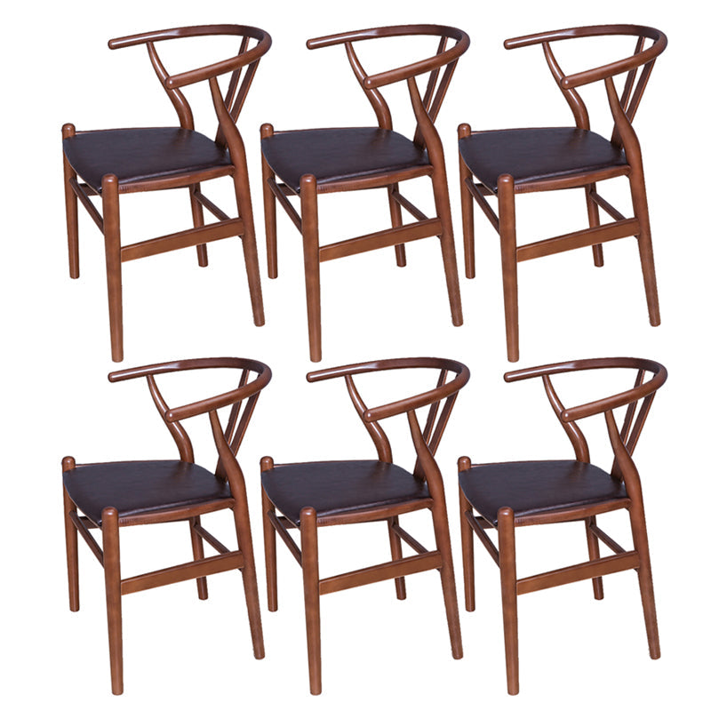 Wood Contemporary Kitchen Side Chair with Color Cushion Wishbone Dining Arm Chair Walnut 6 Piece Set Clearhalo ' kitchen&dining_furn' 'Dining Chairs' 'Dining Tables & Seating' 'dining_chair' 'furn' 'furn_dining_chair' 'Furniture' 'furniture_dining_chair' 'Kitchen & Dining Furniture' 'kitchen' 3836774