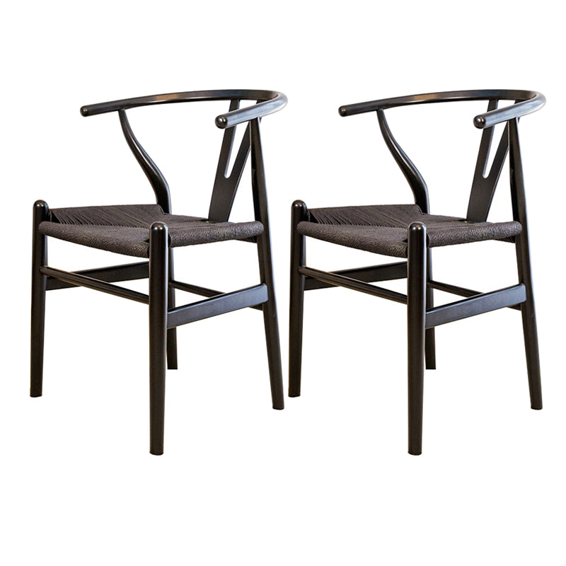 Wood Contemporary Kitchen Side Chair with Color Cushion Wishbone Dining Arm Chair Black 2 Piece Set Clearhalo ' kitchen&dining_furn' 'Dining Chairs' 'Dining Tables & Seating' 'dining_chair' 'furn' 'furn_dining_chair' 'Furniture' 'furniture_dining_chair' 'Kitchen & Dining Furniture' 'kitchen' 3836775