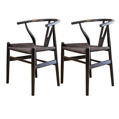 Wood Contemporary Kitchen Side Chair with Color Cushion Wishbone Dining Arm Chair Black 2 Piece Set Clearhalo ' kitchen&dining_furn' 'Dining Chairs' 'Dining Tables & Seating' 'dining_chair' 'furn' 'furn_dining_chair' 'Furniture' 'furniture_dining_chair' 'Kitchen & Dining Furniture' 'kitchen' 3836775