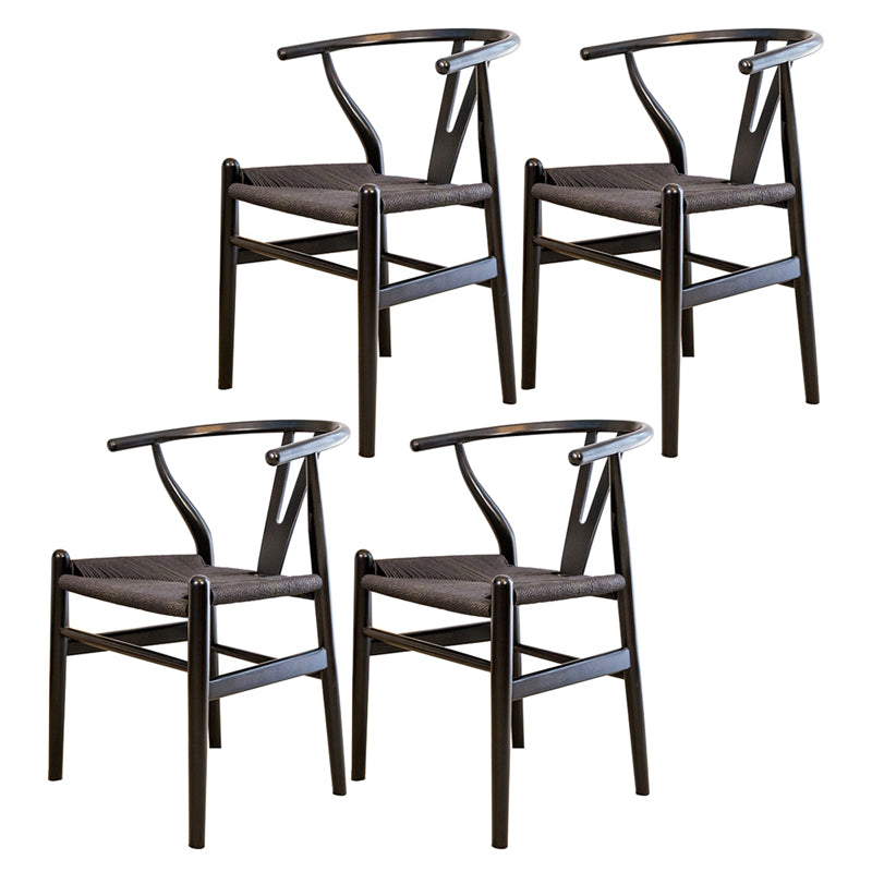 Wood Contemporary Kitchen Side Chair with Color Cushion Wishbone Dining Arm Chair Black 4 Piece Set Clearhalo ' kitchen&dining_furn' 'Dining Chairs' 'Dining Tables & Seating' 'dining_chair' 'furn' 'furn_dining_chair' 'Furniture' 'furniture_dining_chair' 'Kitchen & Dining Furniture' 'kitchen' 3836776