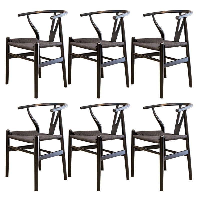 Wood Contemporary Kitchen Side Chair with Color Cushion Wishbone Dining Arm Chair Black 6 Piece Set Clearhalo ' kitchen&dining_furn' 'Dining Chairs' 'Dining Tables & Seating' 'dining_chair' 'furn' 'furn_dining_chair' 'Furniture' 'furniture_dining_chair' 'Kitchen & Dining Furniture' 'kitchen' 3836777