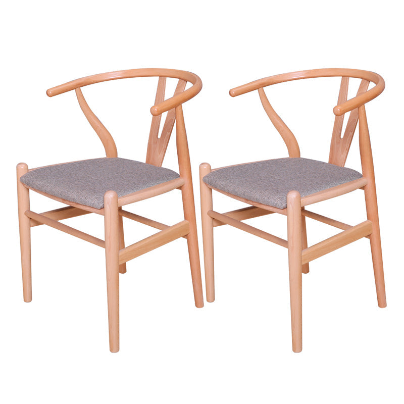Wood Contemporary Kitchen Side Chair with Color Cushion Wishbone Dining Arm Chair Natural 2 Piece Set Clearhalo ' kitchen&dining_furn' 'Dining Chairs' 'Dining Tables & Seating' 'dining_chair' 'furn' 'furn_dining_chair' 'Furniture' 'furniture_dining_chair' 'Kitchen & Dining Furniture' 'kitchen' 3836778