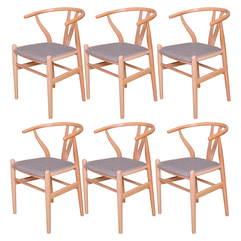 Wood Contemporary Kitchen Side Chair with Color Cushion Wishbone Dining Arm Chair Natural 6 Piece Set Clearhalo ' kitchen&dining_furn' 'Dining Chairs' 'Dining Tables & Seating' 'dining_chair' 'furn' 'furn_dining_chair' 'Furniture' 'furniture_dining_chair' 'Kitchen & Dining Furniture' 'kitchen' 3836780
