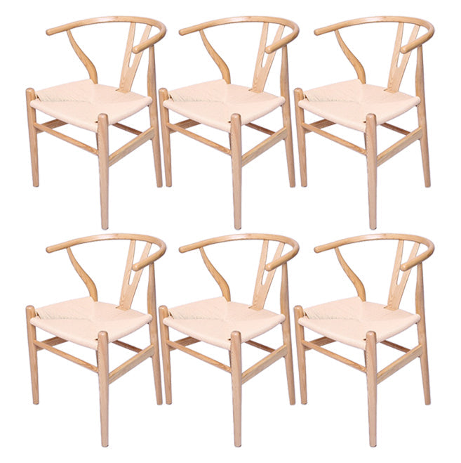 Wood Contemporary Kitchen Side Chair with Color Cushion Wishbone Dining Arm Chair Off-White 6 Piece Set Clearhalo ' kitchen&dining_furn' 'Dining Chairs' 'Dining Tables & Seating' 'dining_chair' 'furn' 'furn_dining_chair' 'Furniture' 'furniture_dining_chair' 'Kitchen & Dining Furniture' 'kitchen' 3836783