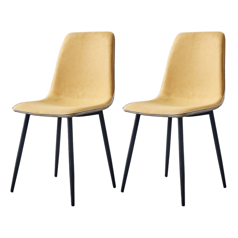Macaron color Scandinavian Dining room Chair Leather Solid Back Side Chair Yellow Set of 2 Clearhalo ' kitchen&dining_furn' 'Dining Chairs' 'Dining Tables & Seating' 'dining_chair' 'Furniture' 'furniture_dining_chair' 'Kitchen & Dining Furniture' 'kitchen' 3836787