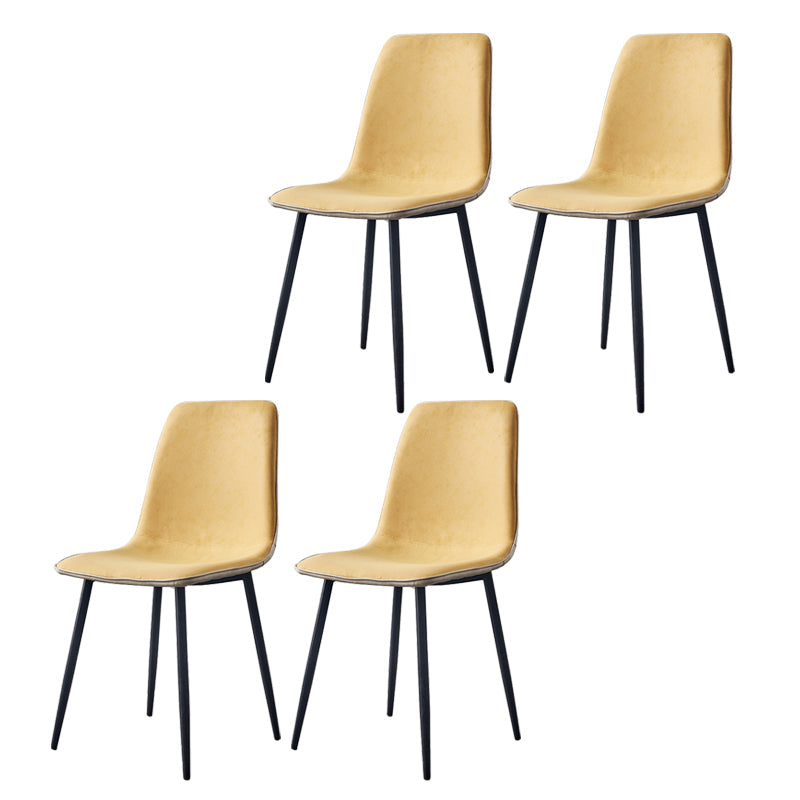 Macaron color Scandinavian Dining room Chair Leather Solid Back Side Chair Yellow Set of 4 Clearhalo ' kitchen&dining_furn' 'Dining Chairs' 'Dining Tables & Seating' 'dining_chair' 'Furniture' 'furniture_dining_chair' 'Kitchen & Dining Furniture' 'kitchen' 3836788
