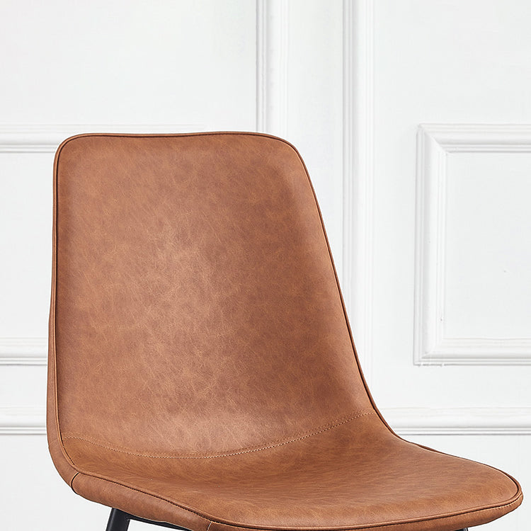 Macaron color Scandinavian Dining room Chair Leather Solid Back Side Chair Clearhalo ' kitchen&dining_furn' 'Dining Chairs' 'Dining Tables & Seating' 'dining_chair' 'Furniture' 'furniture_dining_chair' 'Kitchen & Dining Furniture' 'kitchen' 3836794