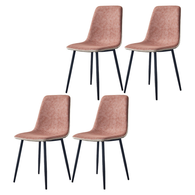 Macaron color Scandinavian Dining room Chair Leather Solid Back Side Chair Brown Set of 4 Clearhalo ' kitchen&dining_furn' 'Dining Chairs' 'Dining Tables & Seating' 'dining_chair' 'Furniture' 'furniture_dining_chair' 'Kitchen & Dining Furniture' 'kitchen' 3836795