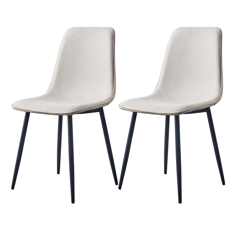 Macaron color Scandinavian Dining room Chair Leather Solid Back Side Chair White Set of 2 Clearhalo ' kitchen&dining_furn' 'Dining Chairs' 'Dining Tables & Seating' 'dining_chair' 'Furniture' 'furniture_dining_chair' 'Kitchen & Dining Furniture' 'kitchen' 3836798