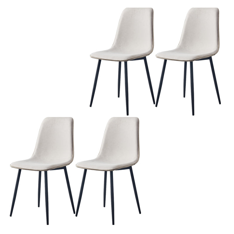 Macaron color Scandinavian Dining room Chair Leather Solid Back Side Chair White Set of 4 Clearhalo ' kitchen&dining_furn' 'Dining Chairs' 'Dining Tables & Seating' 'dining_chair' 'Furniture' 'furniture_dining_chair' 'Kitchen & Dining Furniture' 'kitchen' 3836800