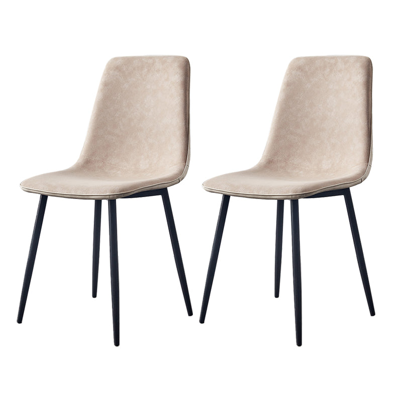 Macaron color Scandinavian Dining room Chair Leather Solid Back Side Chair Light Beige Set of 2 Clearhalo ' kitchen&dining_furn' 'Dining Chairs' 'Dining Tables & Seating' 'dining_chair' 'Furniture' 'furniture_dining_chair' 'Kitchen & Dining Furniture' 'kitchen' 3836804