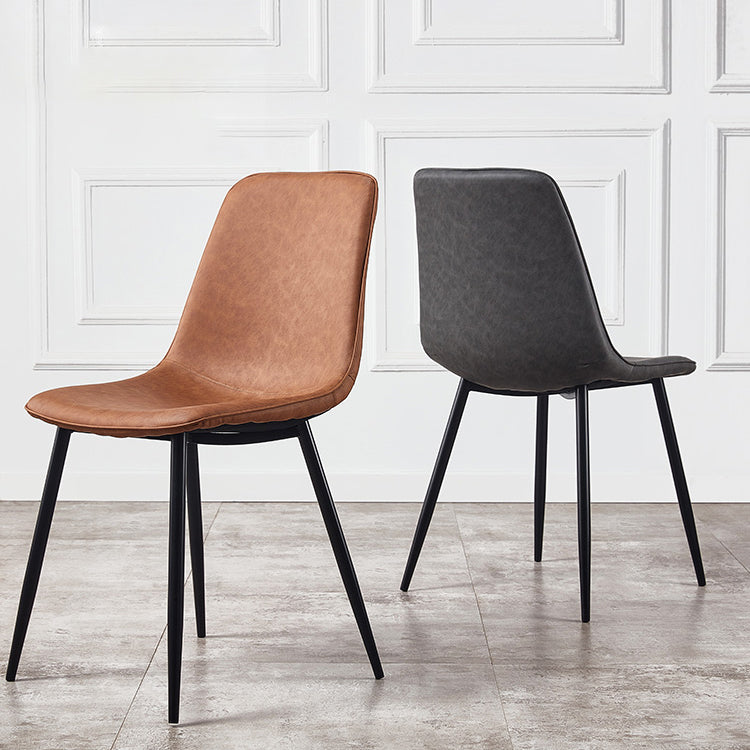 Macaron color Scandinavian Dining room Chair Leather Solid Back Side Chair Clearhalo ' kitchen&dining_furn' 'Dining Chairs' 'Dining Tables & Seating' 'dining_chair' 'Furniture' 'furniture_dining_chair' 'Kitchen & Dining Furniture' 'kitchen' 3836810