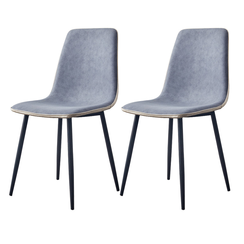 Macaron color Scandinavian Dining room Chair Leather Solid Back Side Chair Blue Set of 2 Clearhalo ' kitchen&dining_furn' 'Dining Chairs' 'Dining Tables & Seating' 'dining_chair' 'Furniture' 'furniture_dining_chair' 'Kitchen & Dining Furniture' 'kitchen' 3836811