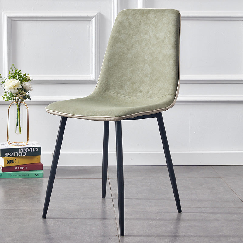 Macaron color Scandinavian Dining room Chair Leather Solid Back Side Chair Green 1 Piece Clearhalo ' kitchen&dining_furn' 'Dining Chairs' 'Dining Tables & Seating' 'dining_chair' 'Furniture' 'furniture_dining_chair' 'Kitchen & Dining Furniture' 'kitchen' 3836814
