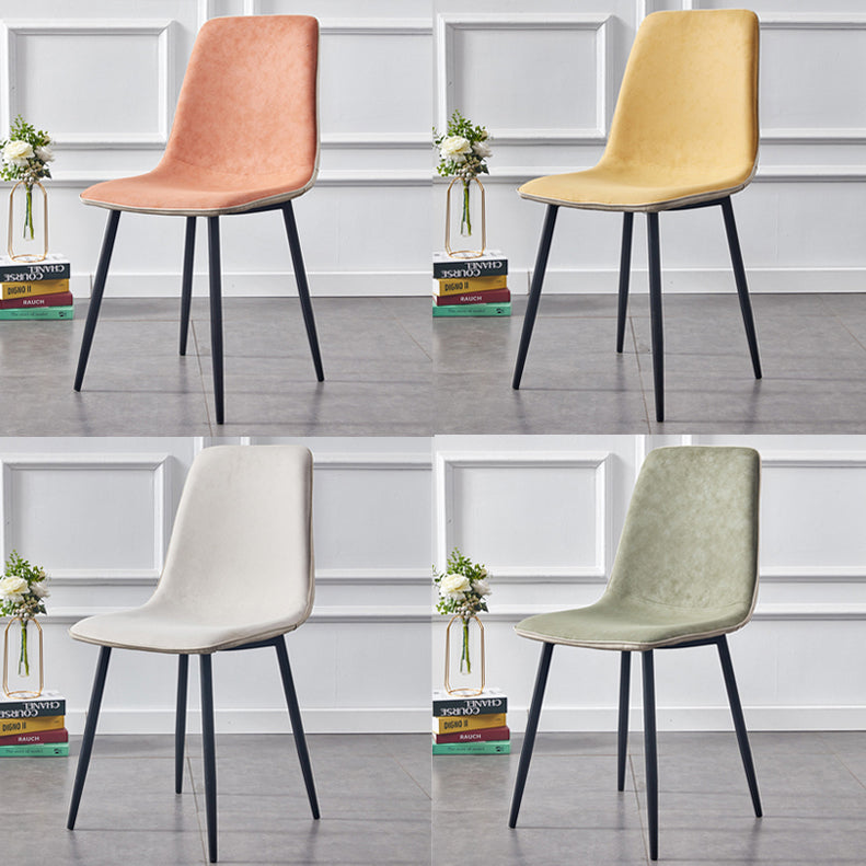 Macaron color Scandinavian Dining room Chair Leather Solid Back Side Chair Clearhalo ' kitchen&dining_furn' 'Dining Chairs' 'Dining Tables & Seating' 'dining_chair' 'Furniture' 'furniture_dining_chair' 'Kitchen & Dining Furniture' 'kitchen' 3836816