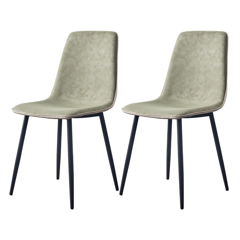Macaron color Scandinavian Dining room Chair Leather Solid Back Side Chair Green Set of 2 Clearhalo ' kitchen&dining_furn' 'Dining Chairs' 'Dining Tables & Seating' 'dining_chair' 'Furniture' 'furniture_dining_chair' 'Kitchen & Dining Furniture' 'kitchen' 3836817