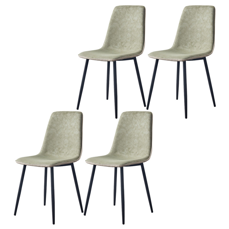 Macaron color Scandinavian Dining room Chair Leather Solid Back Side Chair Green Set of 4 Clearhalo ' kitchen&dining_furn' 'Dining Chairs' 'Dining Tables & Seating' 'dining_chair' 'Furniture' 'furniture_dining_chair' 'Kitchen & Dining Furniture' 'kitchen' 3836818