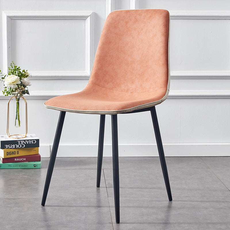 Macaron color Scandinavian Dining room Chair Leather Solid Back Side Chair Orange 1 Piece Clearhalo ' kitchen&dining_furn' 'Dining Chairs' 'Dining Tables & Seating' 'dining_chair' 'Furniture' 'furniture_dining_chair' 'Kitchen & Dining Furniture' 'kitchen' 3836819