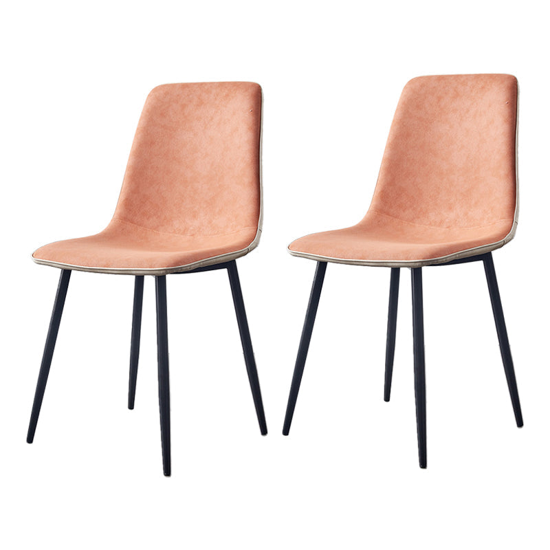Macaron color Scandinavian Dining room Chair Leather Solid Back Side Chair Orange Set of 2 Clearhalo ' kitchen&dining_furn' 'Dining Chairs' 'Dining Tables & Seating' 'dining_chair' 'Furniture' 'furniture_dining_chair' 'Kitchen & Dining Furniture' 'kitchen' 3836820